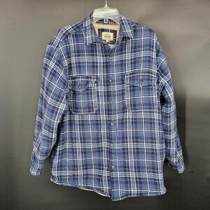 Levi's Shirt Jacket Mens Large Blue Plaid Sherpa Lined Flannel Two Horse Chore